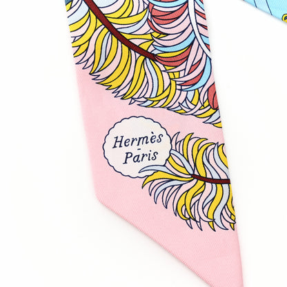 Hermes Silk De l'Ombrelle Aux Duels Twilly Bleu Moyen Rose Pale 2 of 5