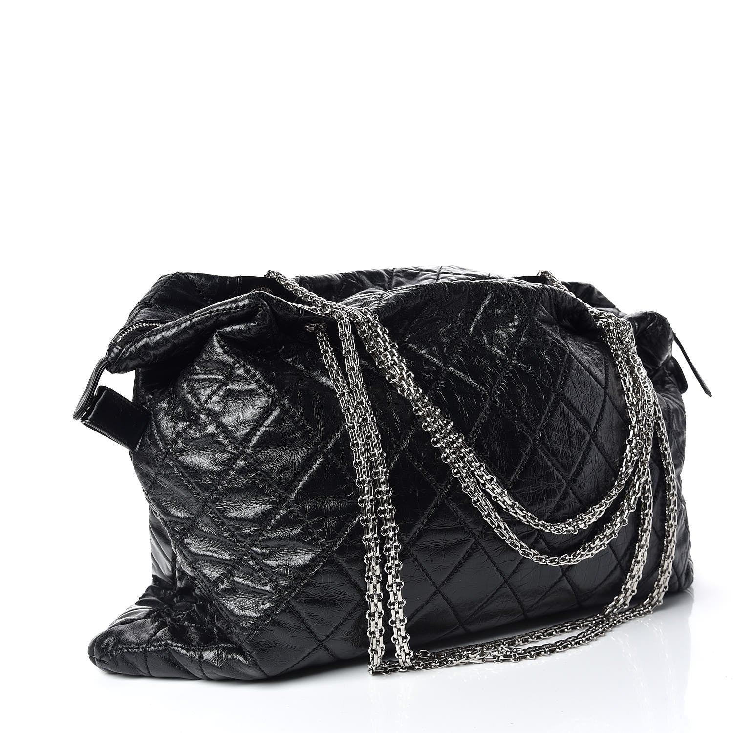 Chanel Aged Calfskin Oversized Reissue Overnight Tote Black 3 of 9