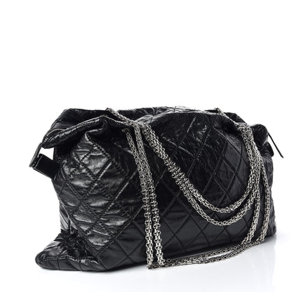 Chanel Aged Calfskin Oversized Reissue Overnight Tote Black 3 of 9