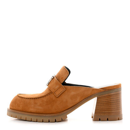 Hermes Suede Goatskin Flore 60 Mules 35 Brun Amourette 1 of 9