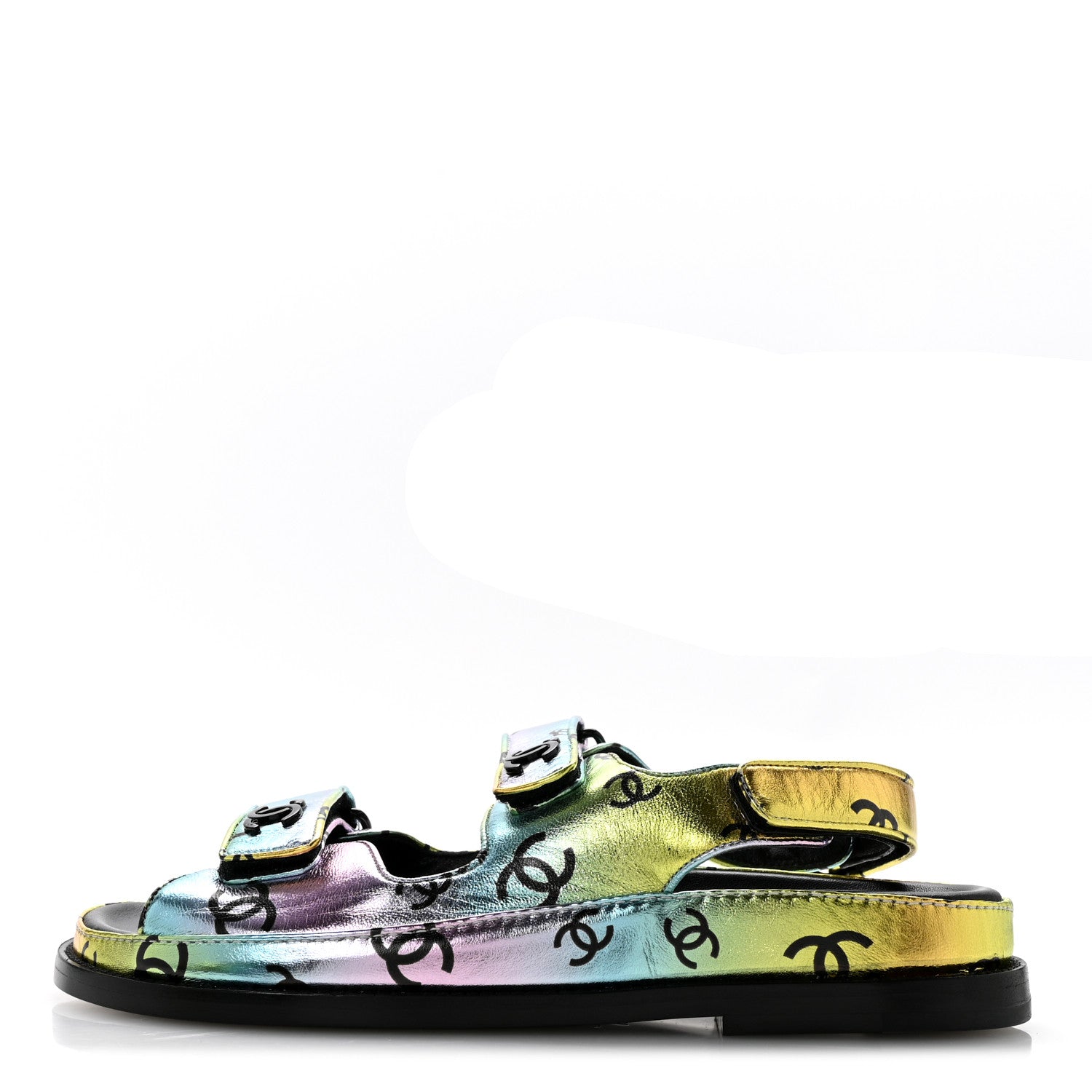 Chanel Laminated Lambskin Printed CC Dad Sandals 38 Multicolor 1 of 10