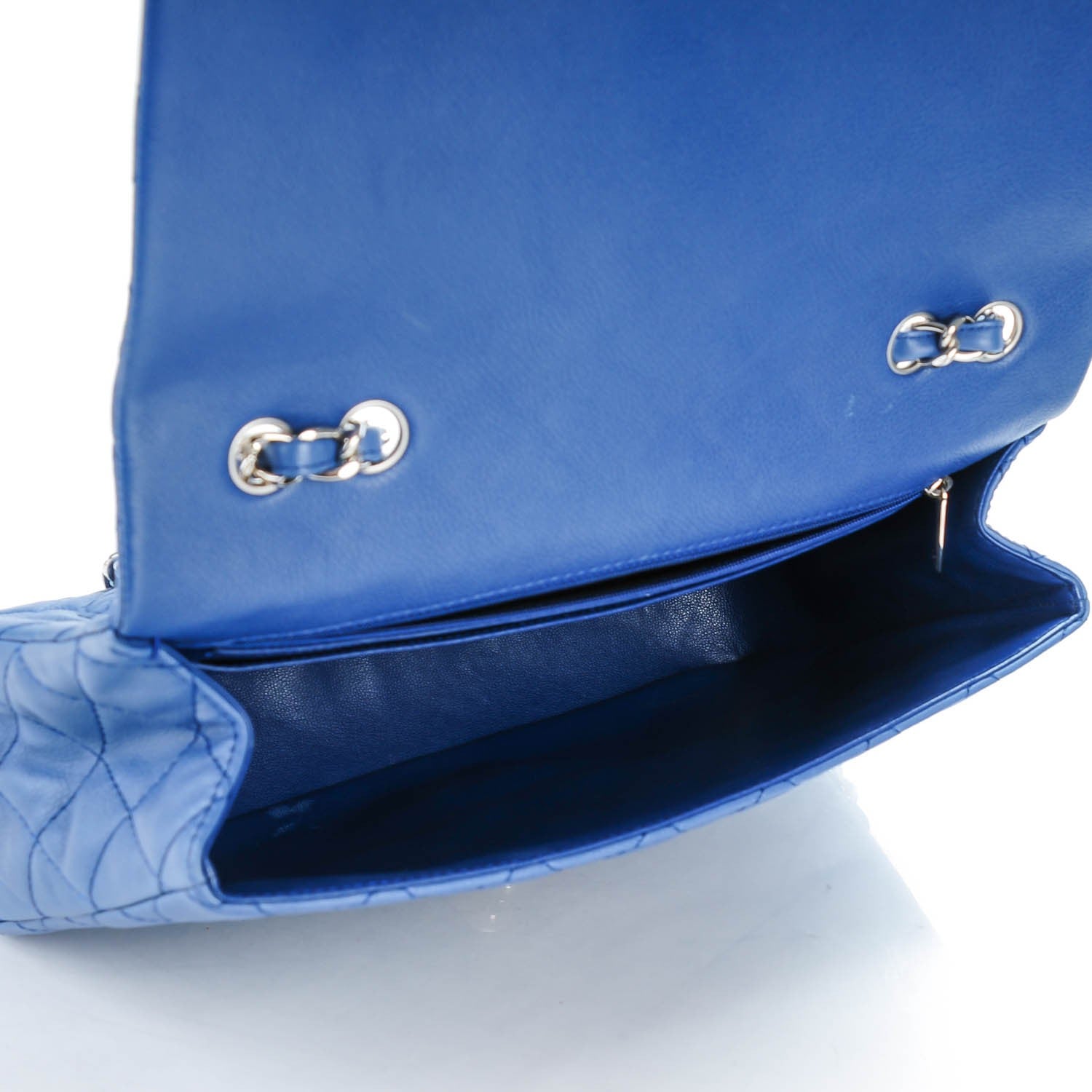 Chanel Washed Caviar Jumbo Single Flap Blue 6 of 8