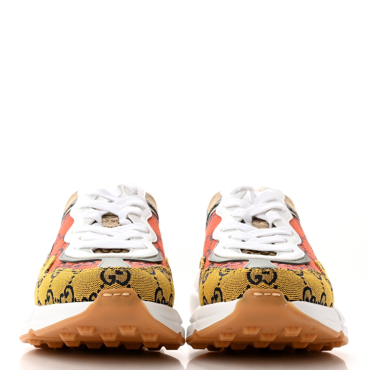Monogram Multicolor Demetra Womens Rhyton Sneakers 34.5 Yellow Blue Great White Tabasco