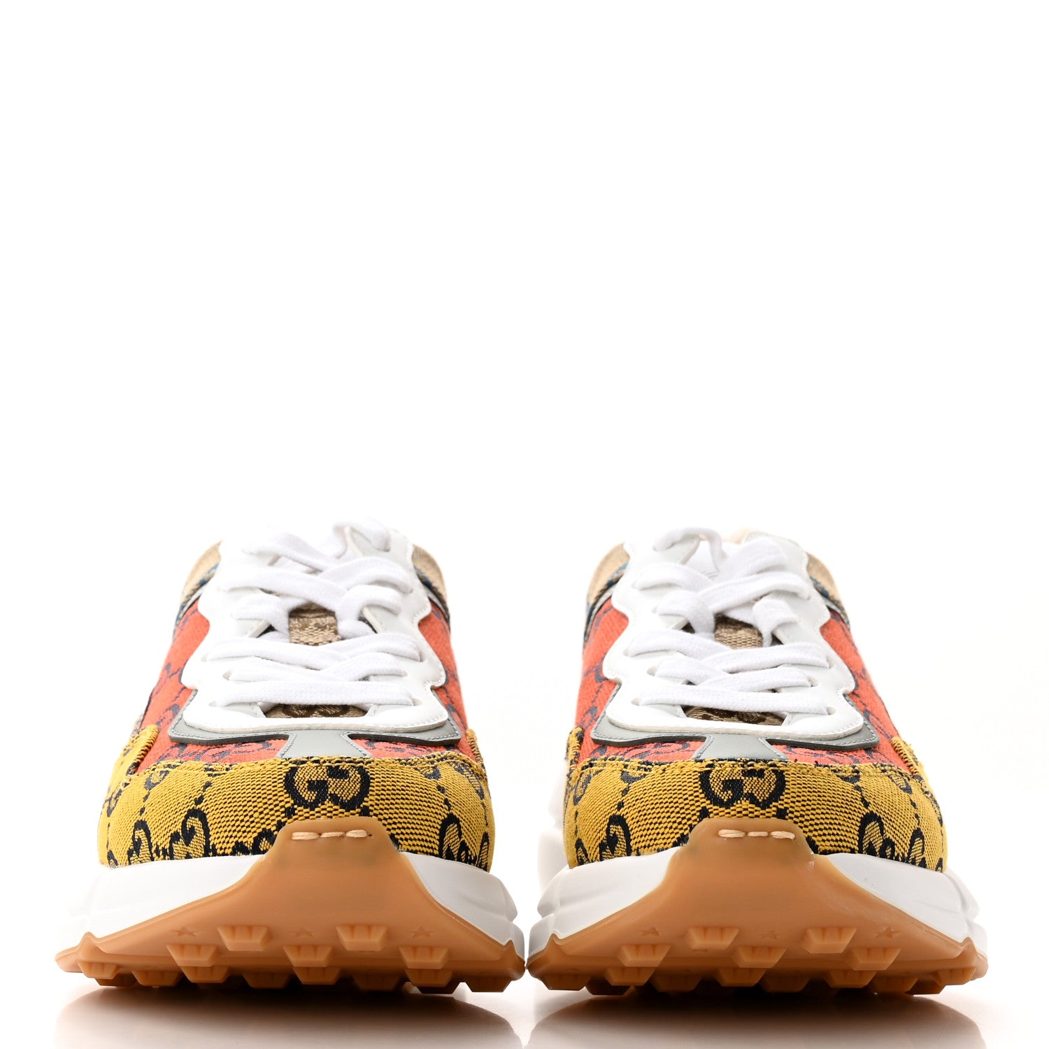 Gucci Monogram Multicolor Demetra Womens Rhyton Sneakers 34.5 Yellow Blue Great White Tabasco 2 of 10