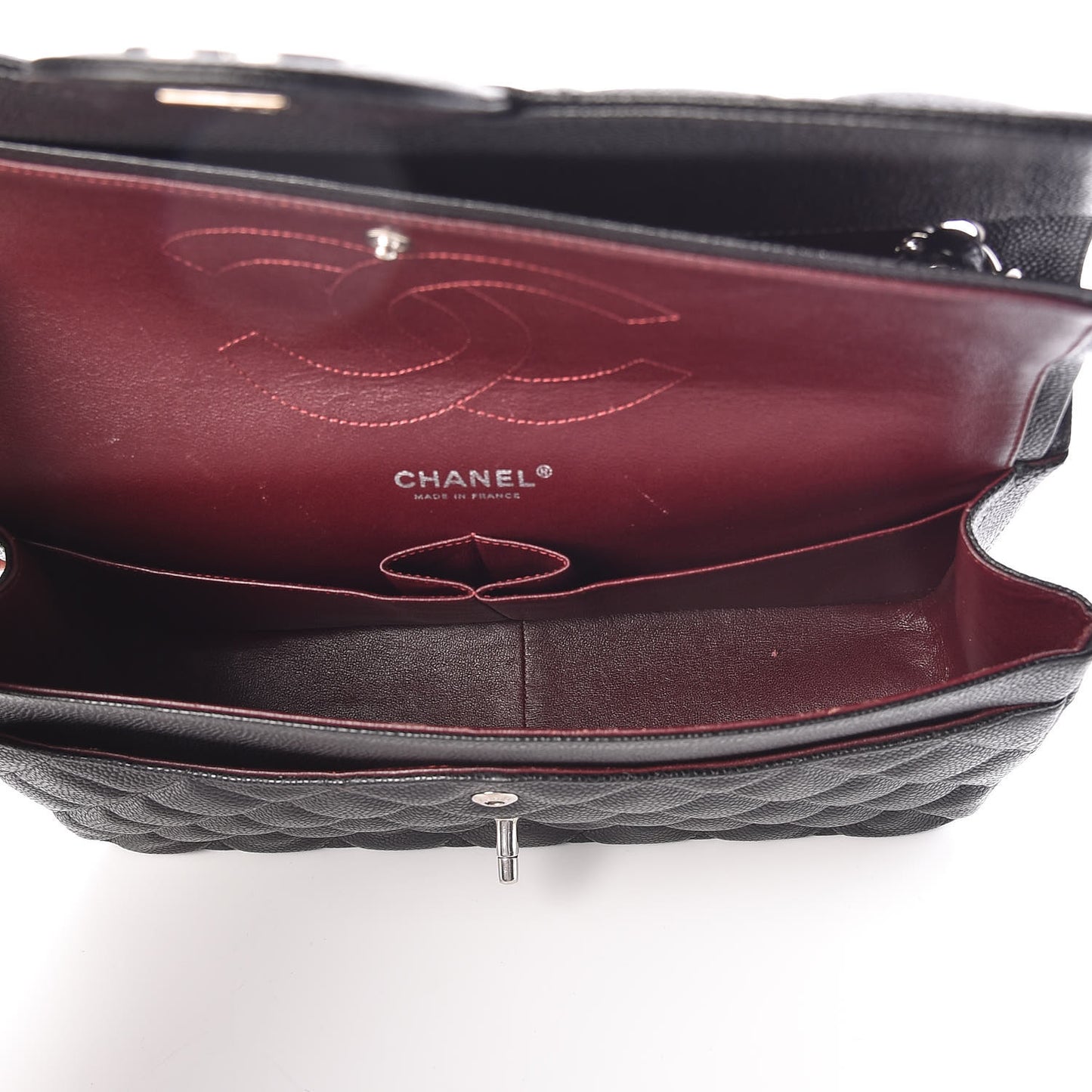 Caviar Quilted Jumbo Double Flap Black
