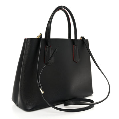 Prada Saffiano Cuir Medium Double Bag Black Fuoco 3 of 10