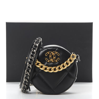Chanel Lambskin Quilted 19 Round Clutch With Chain Black 11 of 11