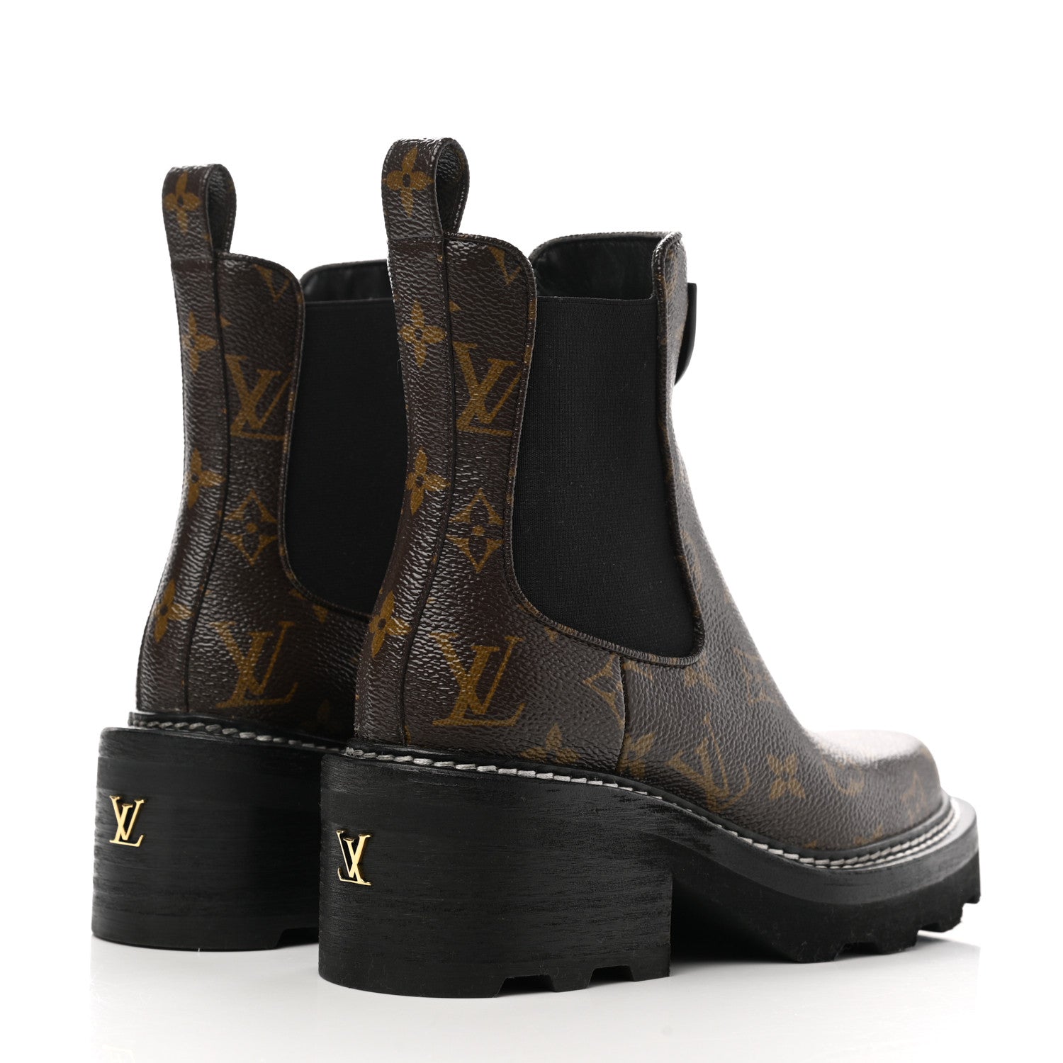 Louis Vuitton Patent Monogram LV Beaubourg Ankle Boots 35 Black 4 of 9