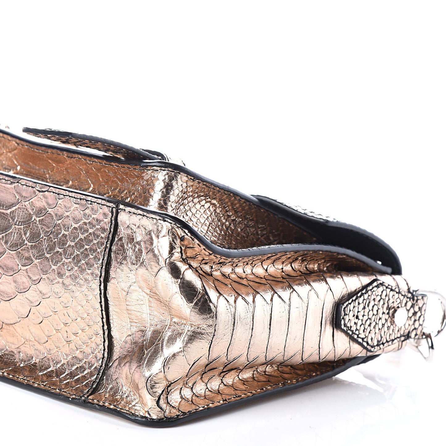 Metallic Python Calfskin Embossed Tiny PS1 Satchel Rose Gold