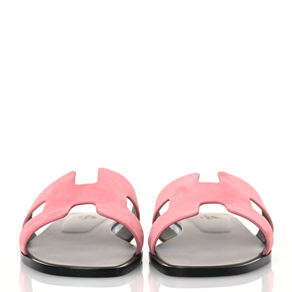 Hermes Suede Goatskin Oran Sandals 39.5 Rose Du Desert 2 of 9