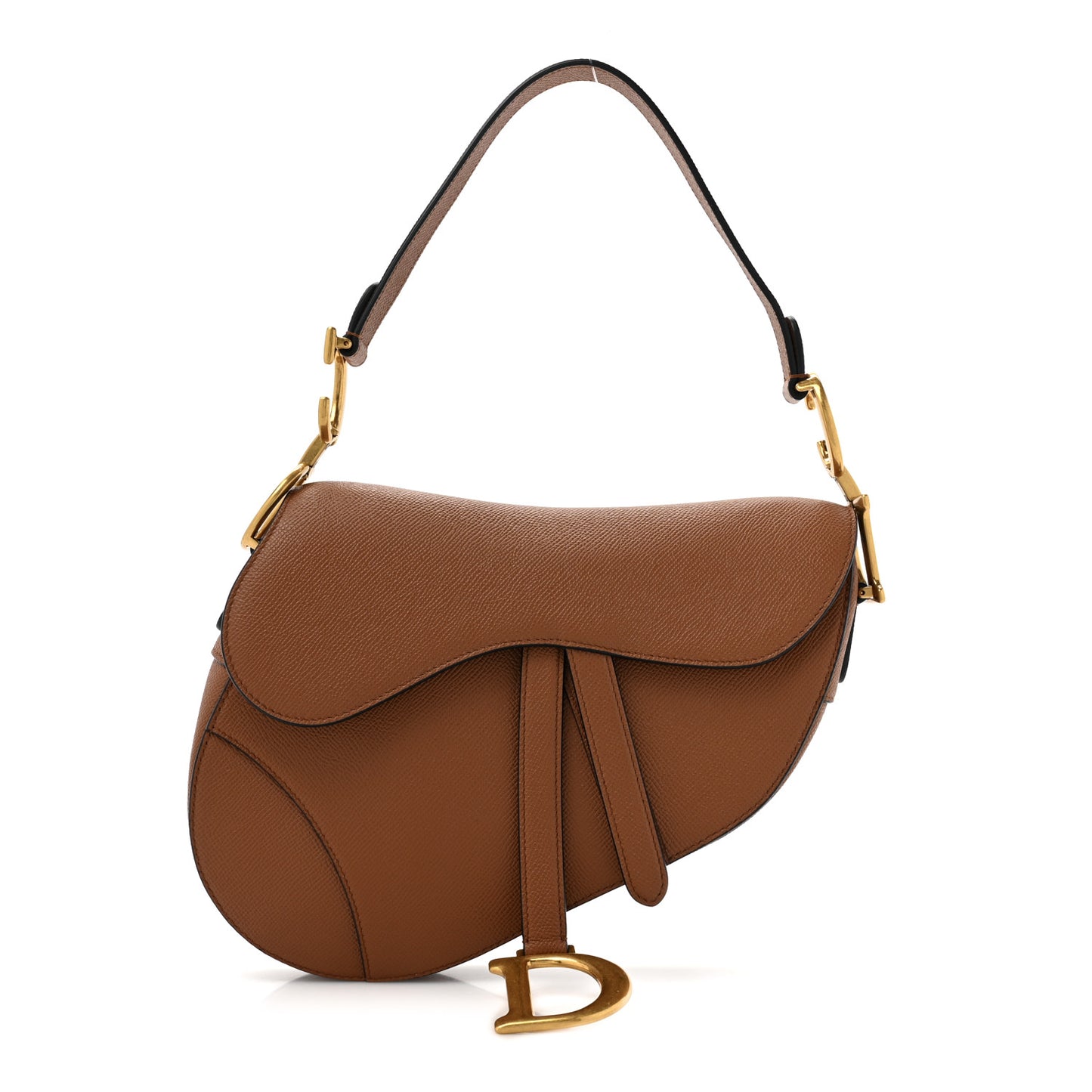 Grained Calfskin Saddle Bag Camello