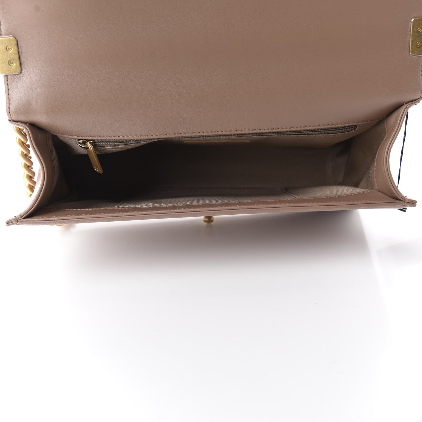 Calfskin Chevron Quilted New Medium Boy Flap Beige