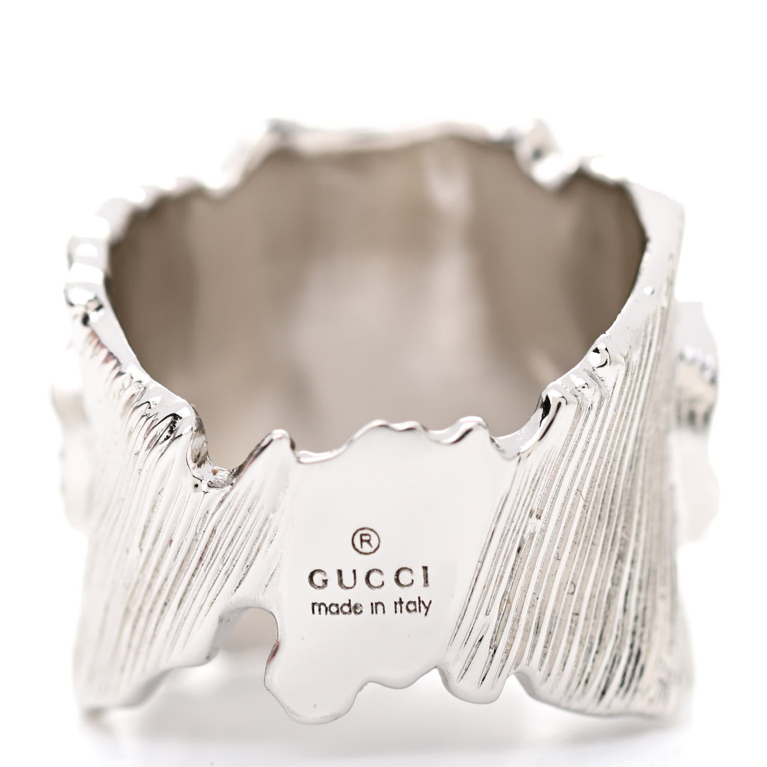Gucci Metal Crystal GG Ring S Silver Blue 3 of 5