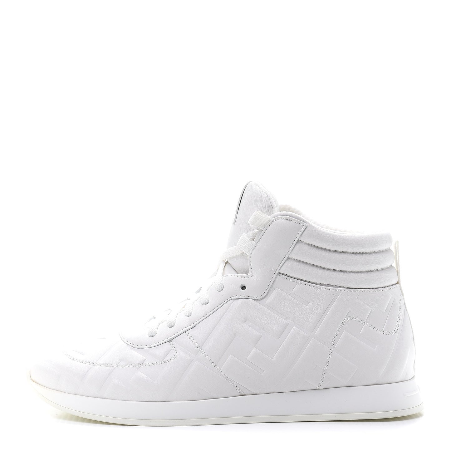 Nappa Macro FF Embossed Womens High Top Sneakers 37.5 White Ice