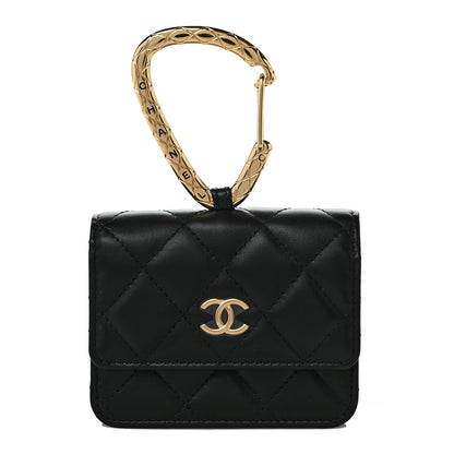 Chanel Lambskin Quilted CC Hook Card Holder Black 1 of 9