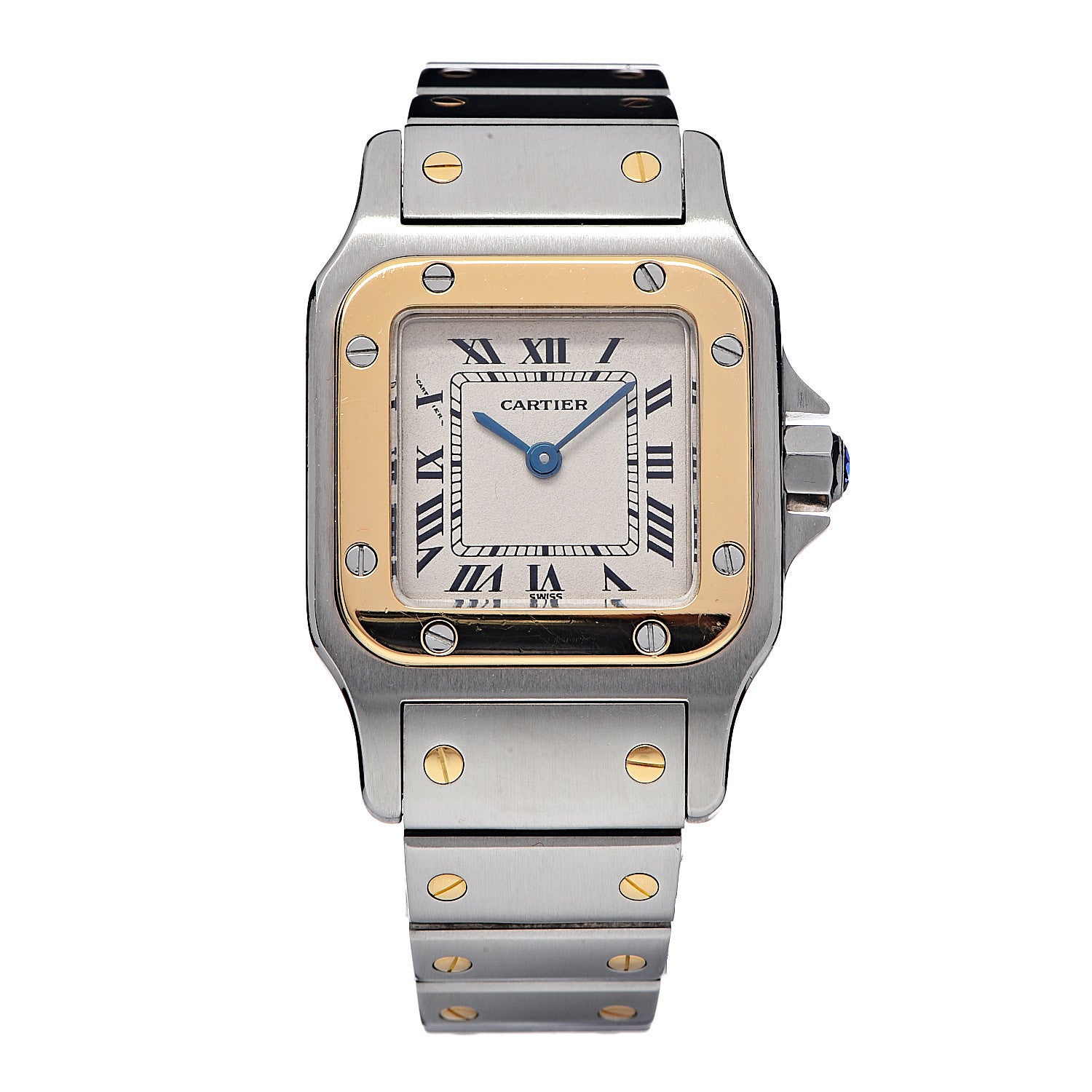 Cartier Stainless Steel 18K Yellow Gold 24mm Santos De Cartier Galbee Quartz Watch 1 of 7