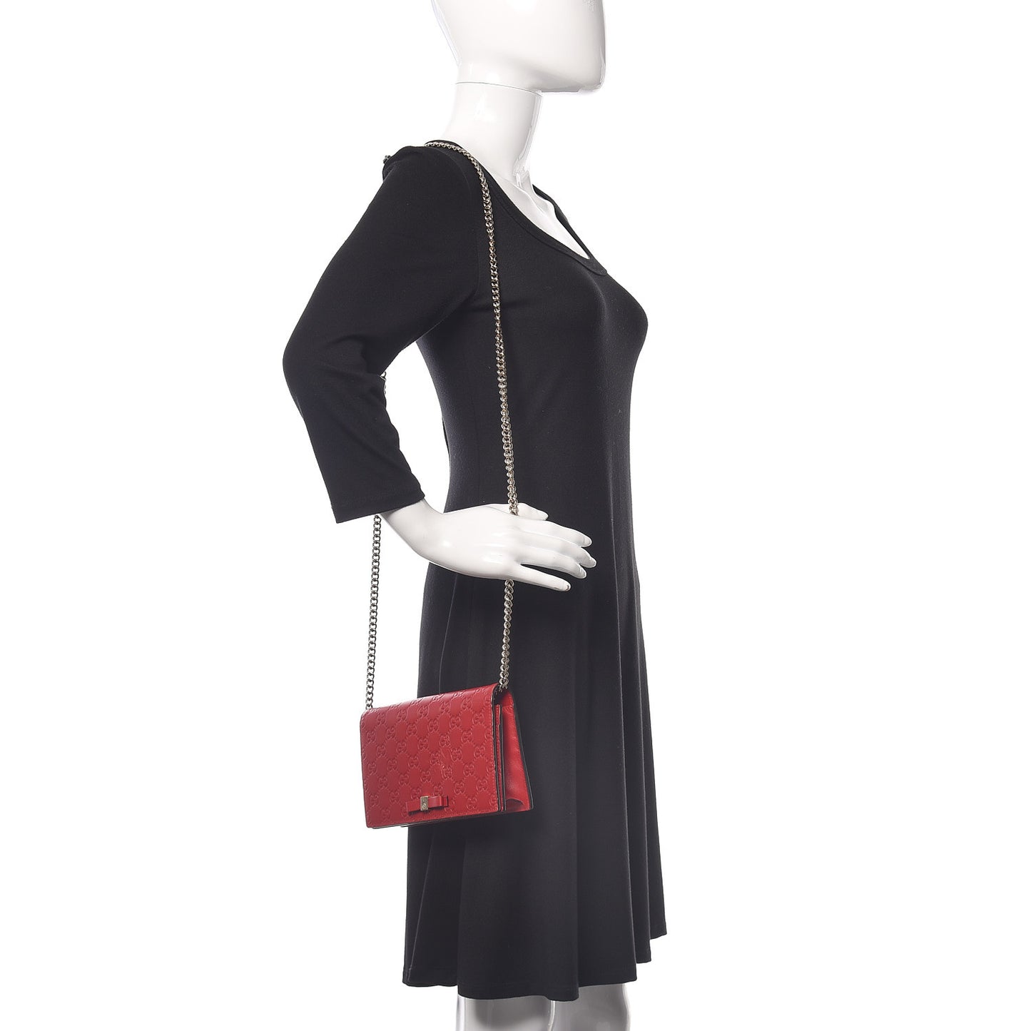 Guccissima Signature Bowy Chain Wallet Hibiscus Red