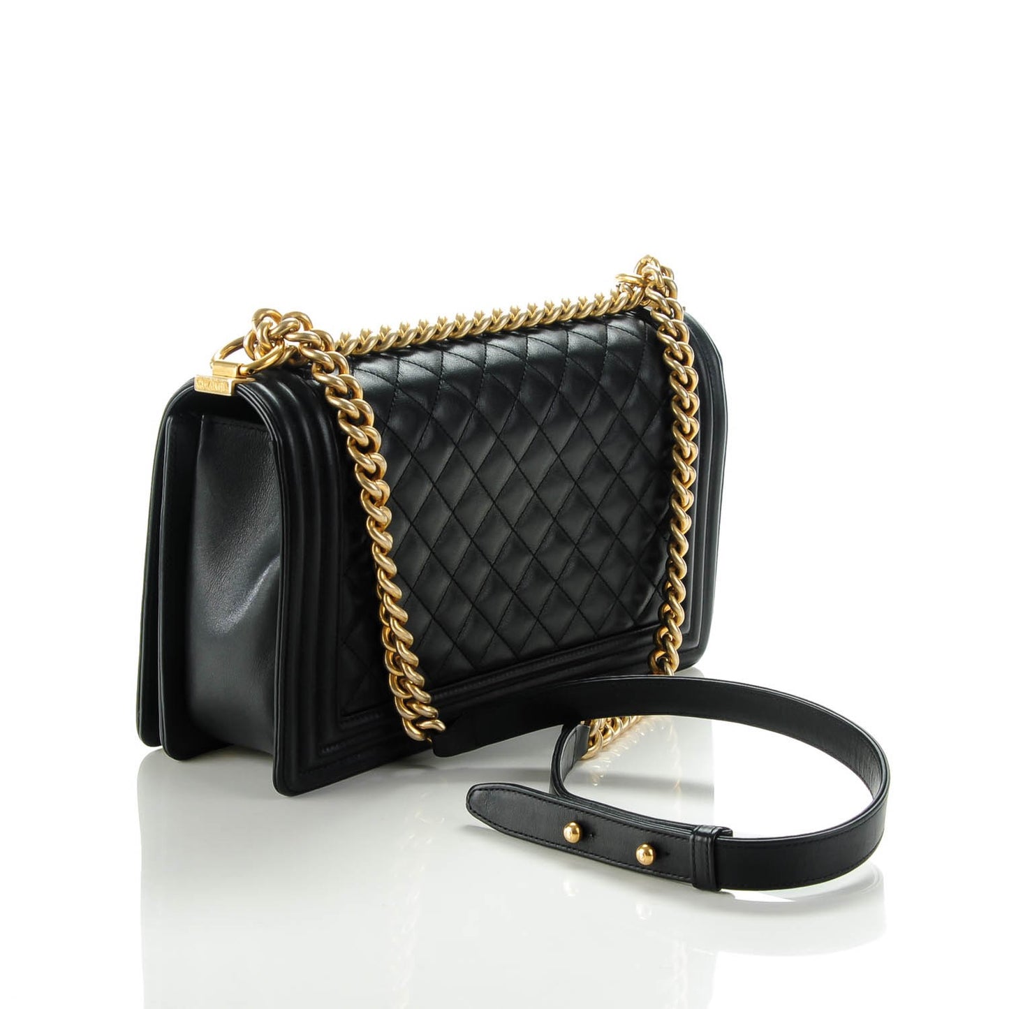 Calfskin Quilted New Medium Boy Flap Black