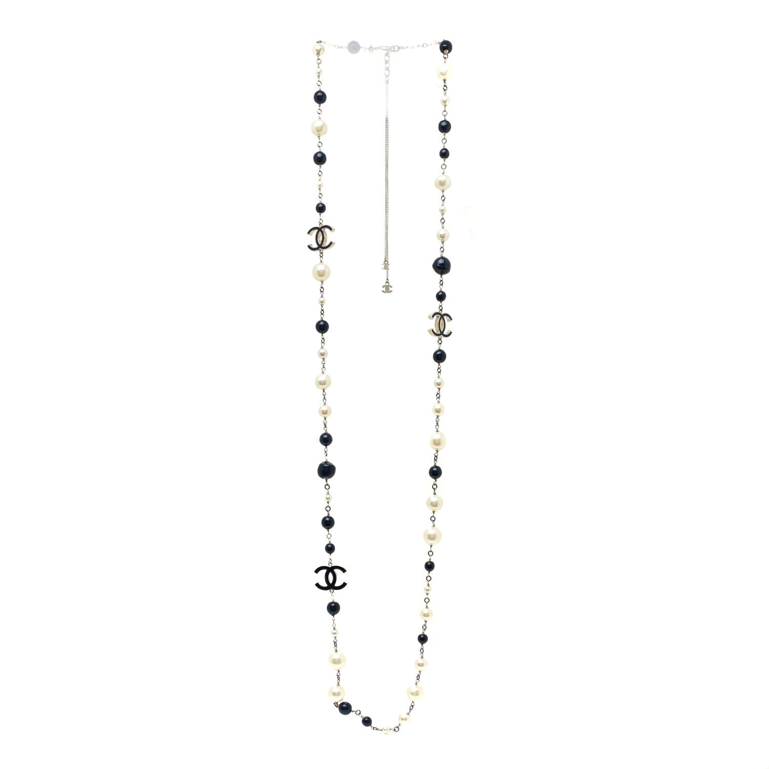 Chanel Pearl Beaded CC Long Necklace Navy 3 of 6