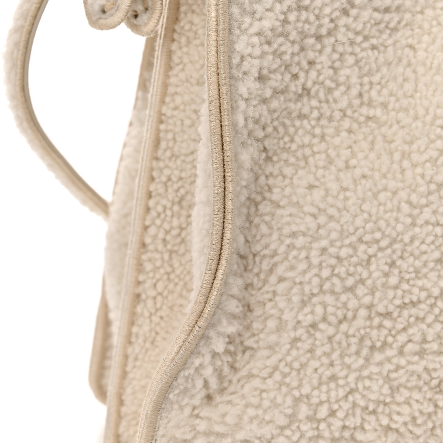 Curly Shearling Shiny Nappa Medium Peekaboo I SEE U Satchel White