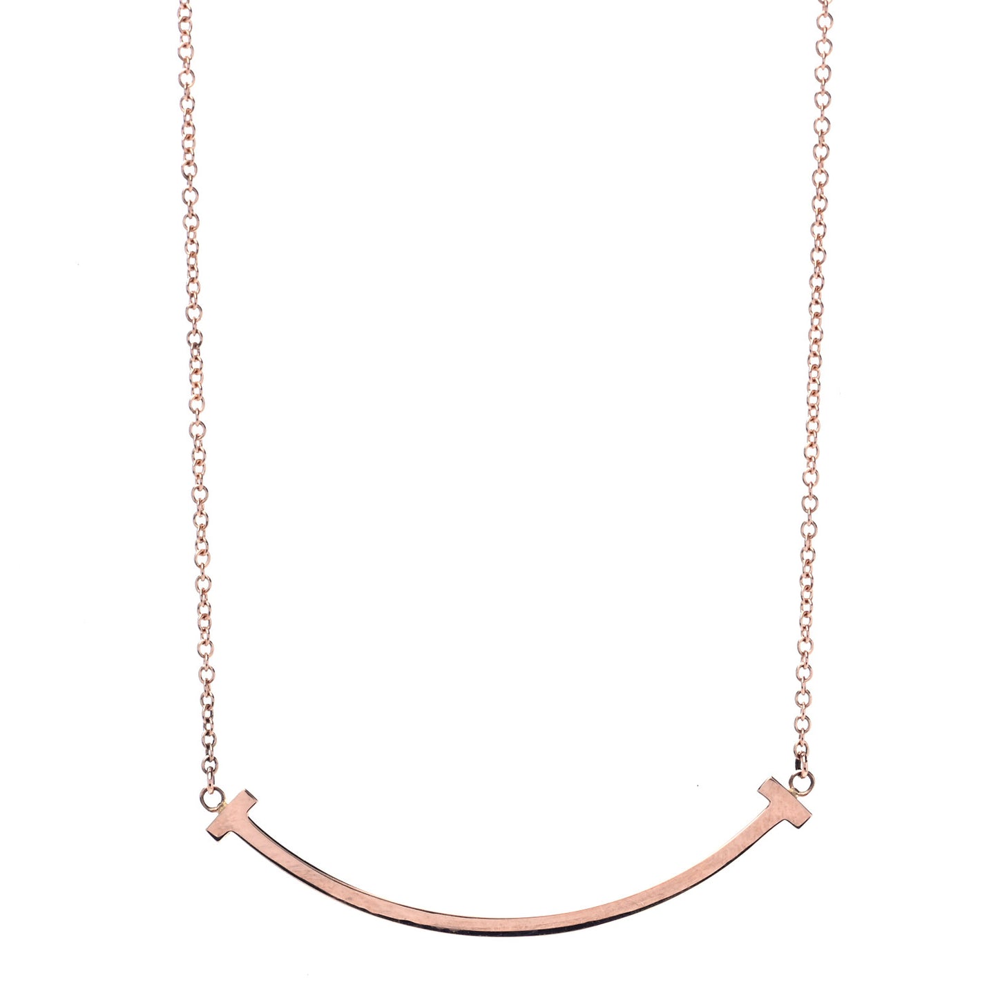 18K Rose Gold Small T Smile Pendant Necklace