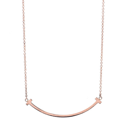 Tiffany 18K Rose Gold Small T Smile Pendant Necklace 1 of 5