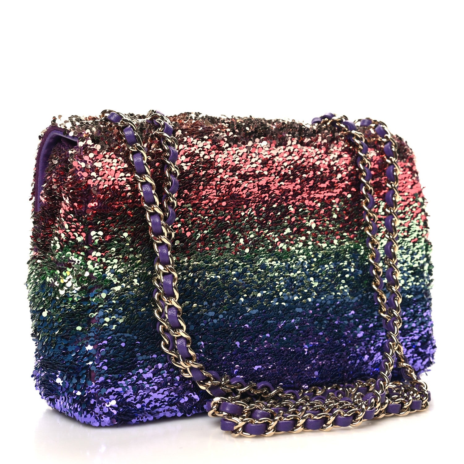 Chanel Gradient Sequin Mini Rectangular Flap Purple Multicolor 3 of 12