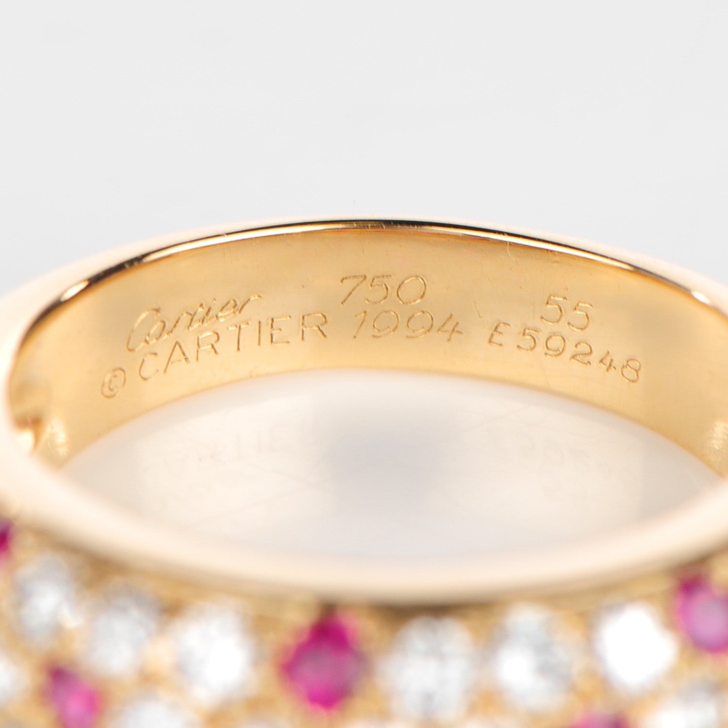 Cartier 18K Yellow Gold Diamond Ruby 6mm Mimi Ring 55 7.5 4 of 6
