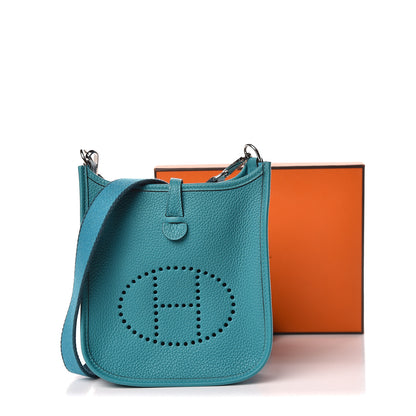 Hermes Taurillon Clemence Amazone Evelyne TPM Turquoise Colvert 11 of 11