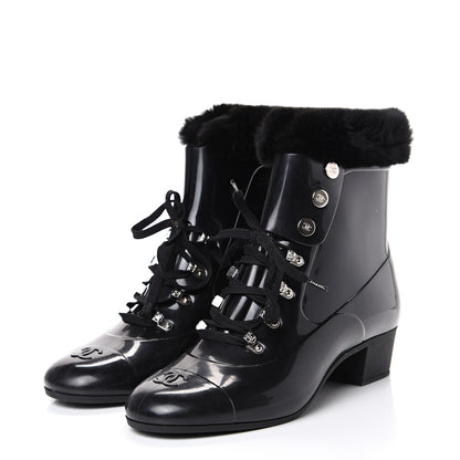 Chanel Vinyl Mink Boots Black 39 Black 3 of 7