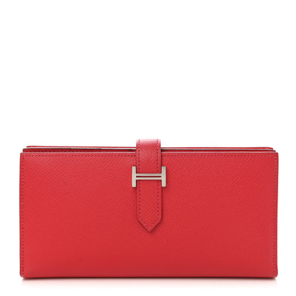 Hermes Epsom Bearn Gusset Wallet Rouge Casaque 1 of 8