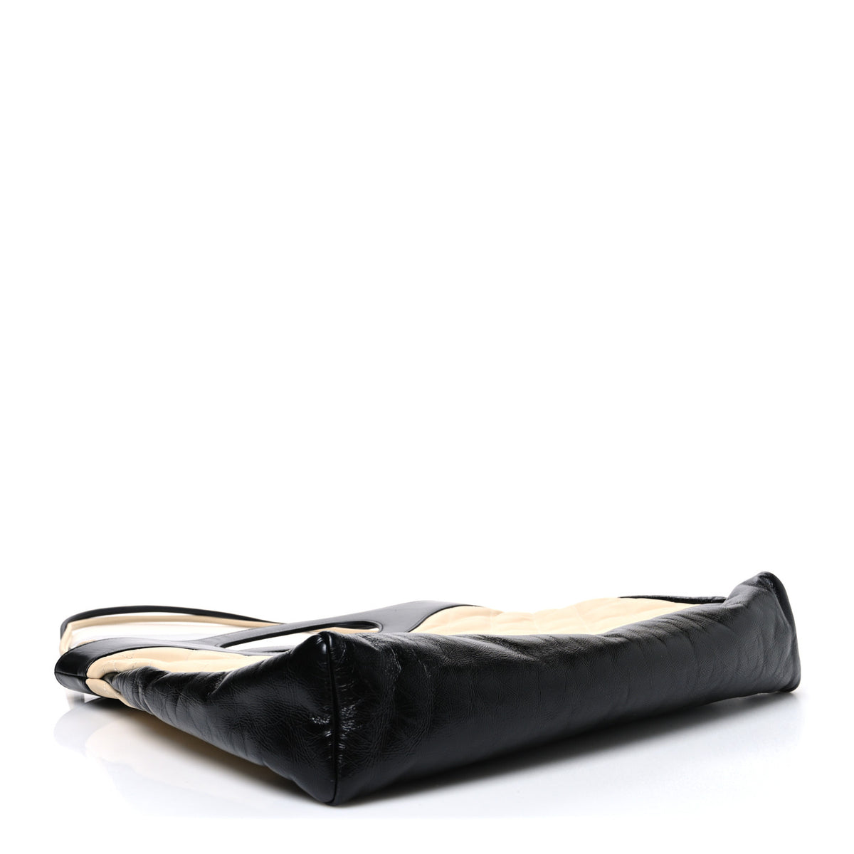 Aged Calfskin Quilted Large 31 Shopping Bag Beige Black