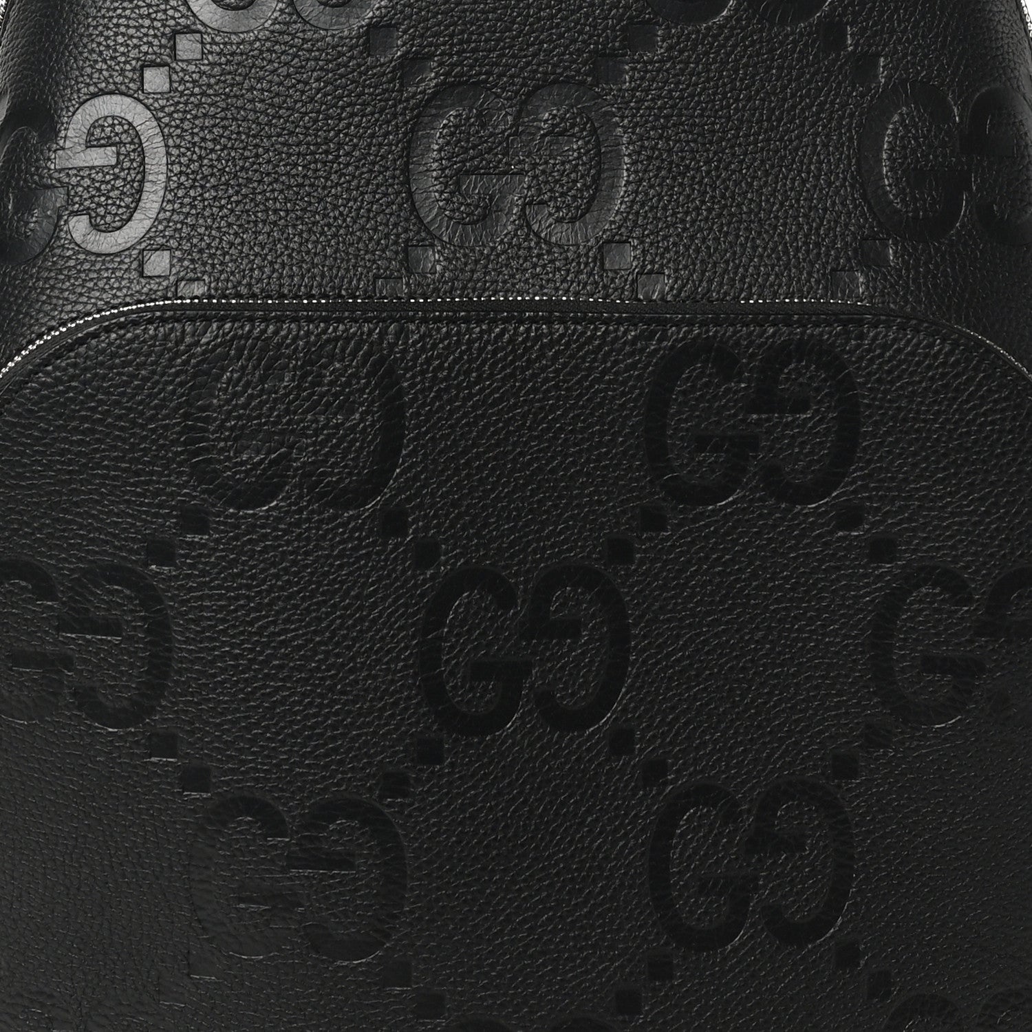 Gucci Calfskin Jumbo GG Embossed Large Backpack Black 9 of 11