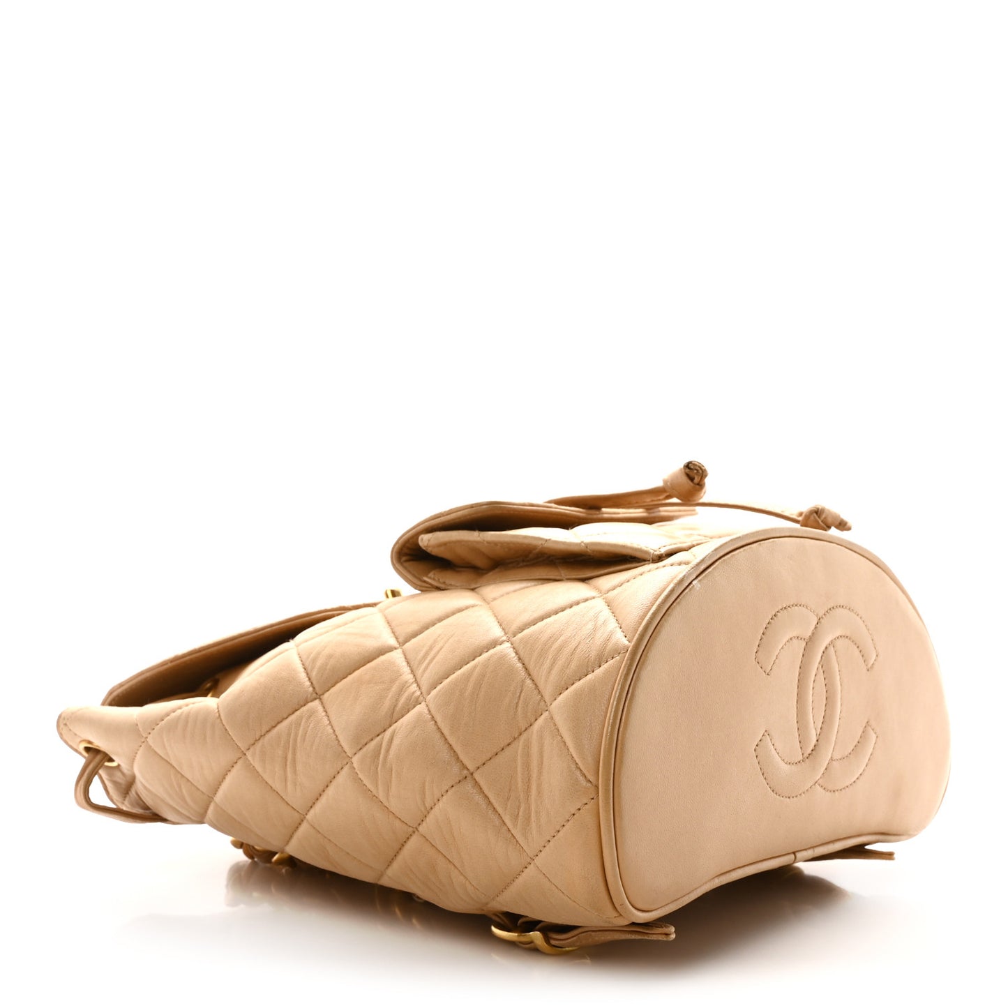 Lambskin Quilted Backpack Beige