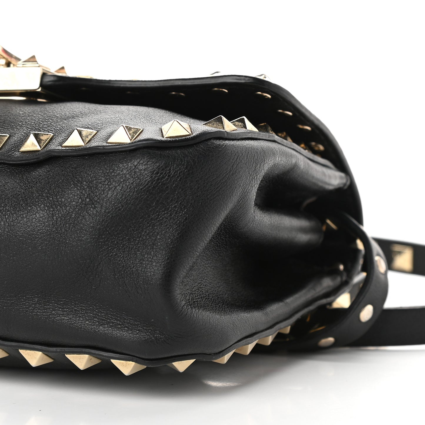 Vitello Mini Rockstud Flap Saddle Crossbody Bag Black