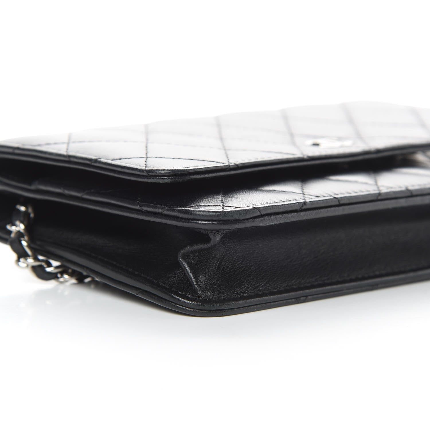 Chanel Lambskin Quilted Wallet On Chain WOC Black 10 of 15