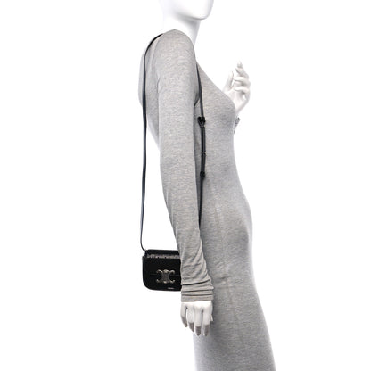 Celine Sequin Calfskin Mini Triomphe Black 2 of 10