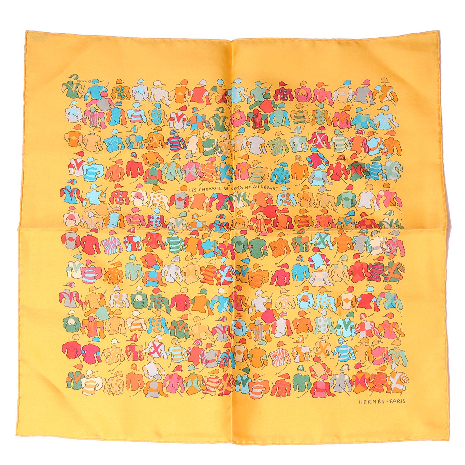 Hermes Silk Les Chevaux Se Rendent Au Depart Pocket Square Scarf 2 of 4
