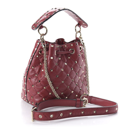 Valentino Garavani Nappa Small Rockstud Spike Bucket Bag Rosso Valentino 3 of 9