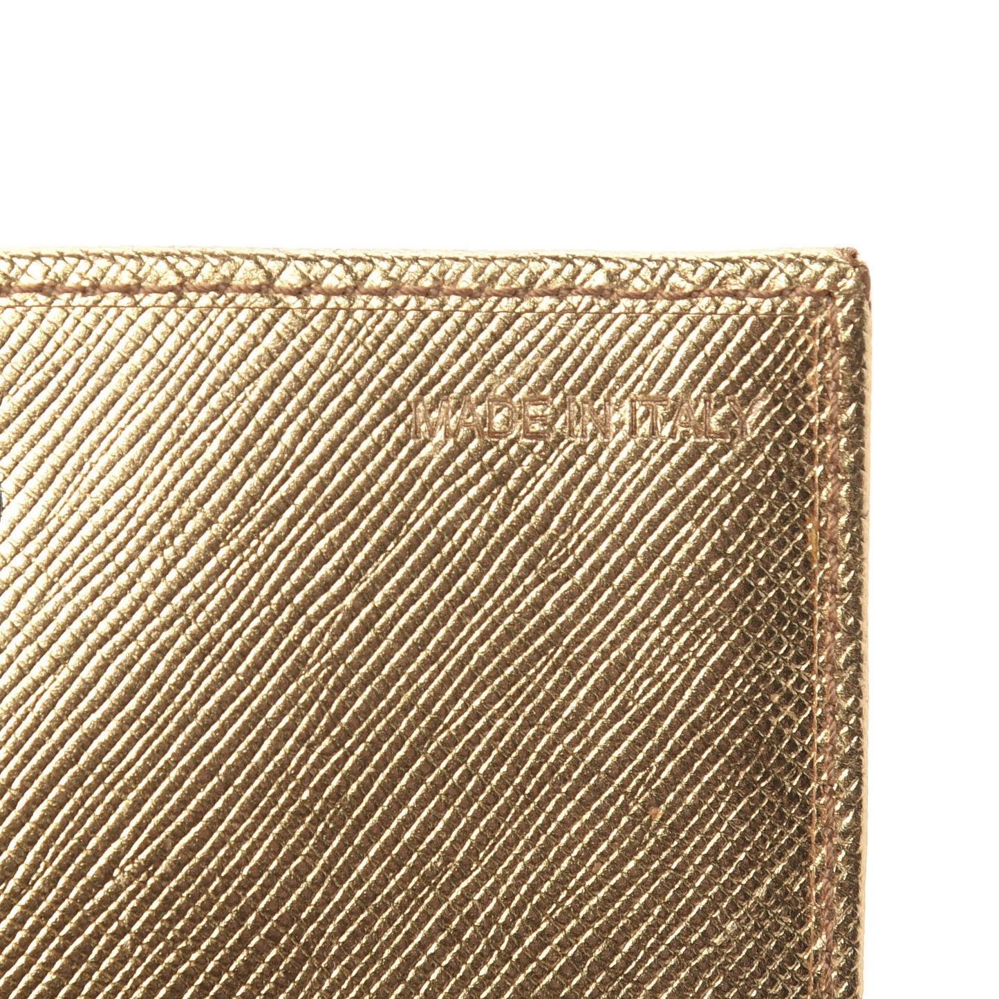 Metallic Saffiano Card Holder Platino