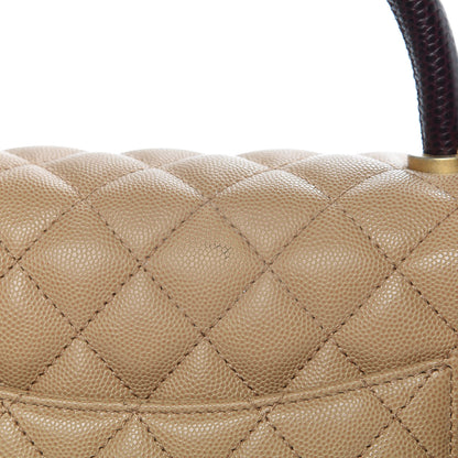 Chanel Caviar Lizard Embossed Quilted Small Coco Handle Flap Beige 13 of 14