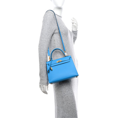Hermes Epsom Kelly Sellier 25 Bleu Frida 2 of 10
