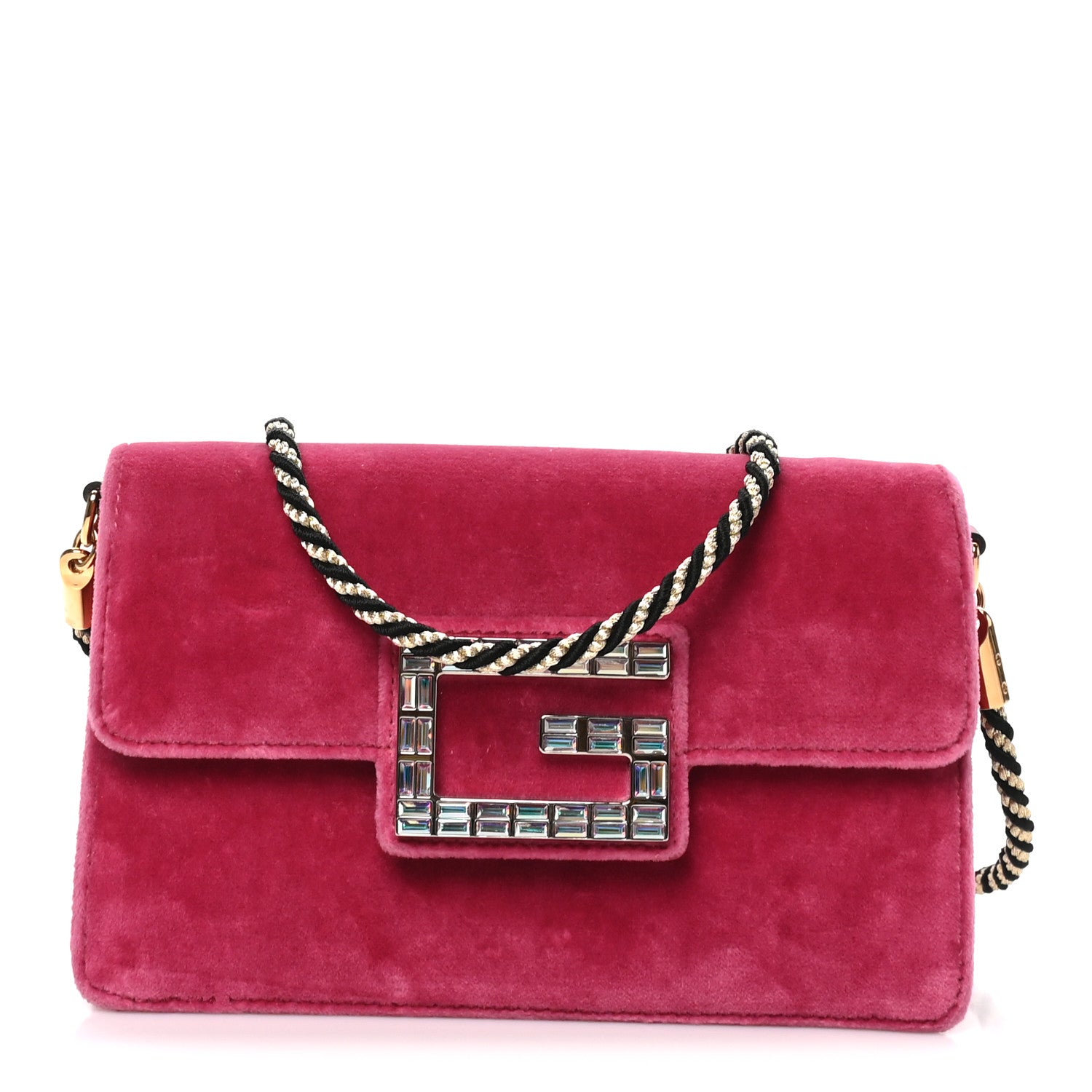 Gucci Velvet Crystal Square G Shoulder Bag Light Raspberry Rose 1 of 9