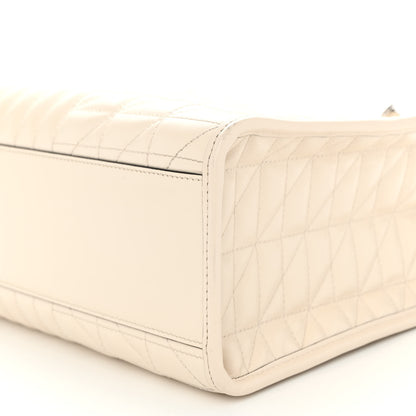 Gucci Calfskin Matelasse Aria Medium GG Marmont Shoulder Tote Mystic White 9 of 9