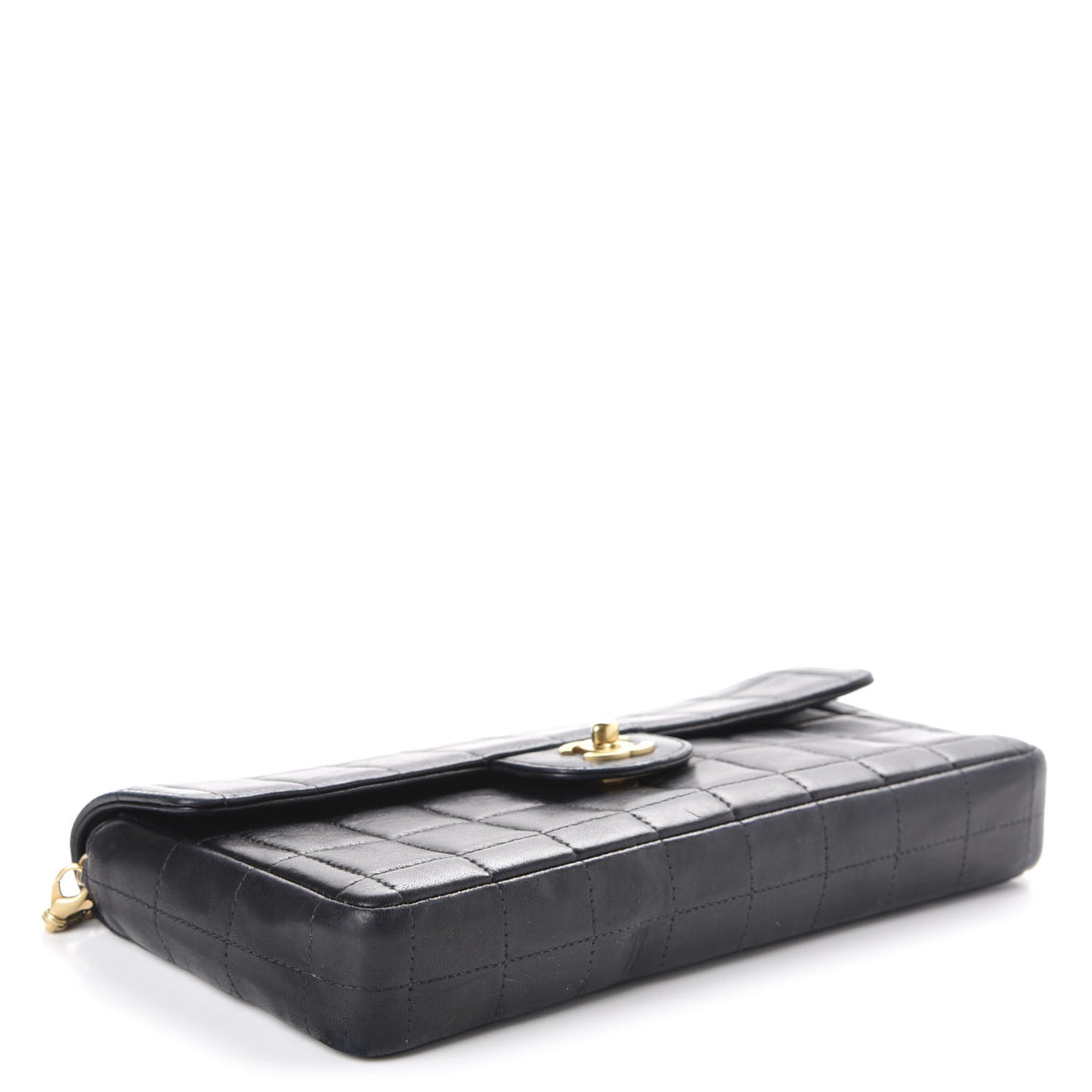Lambskin East West Chocolate Bar Flap Black