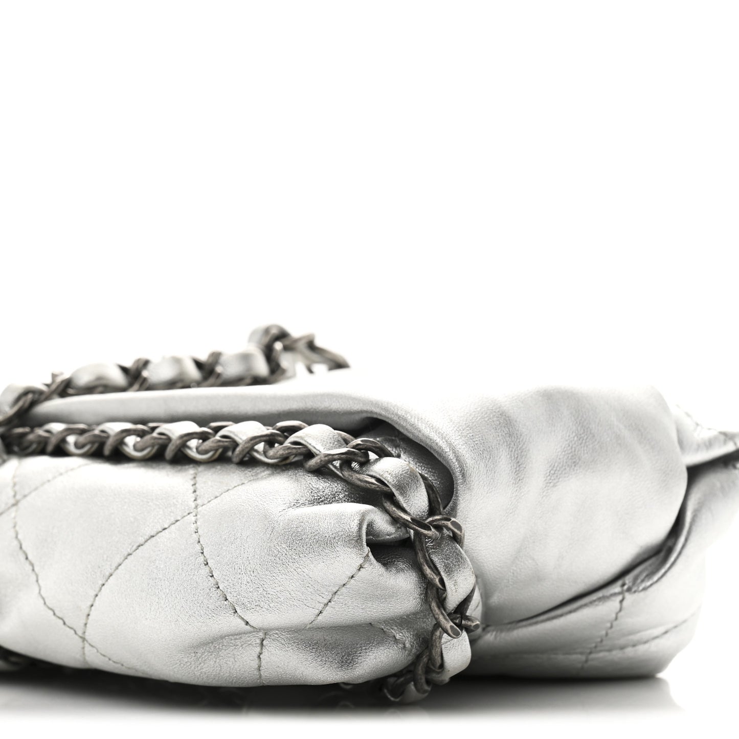 Metallic Calfskin Quilted Baluchon Silver