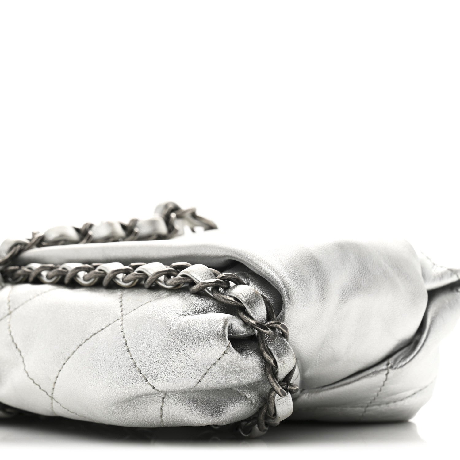 Chanel Metallic Calfskin Quilted Baluchon Silver 10 of 11