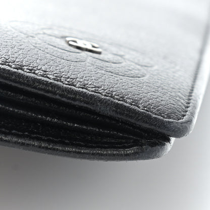 Chanel Goatskin Camellia Embossed Yen Wallet Black 14 of 17
