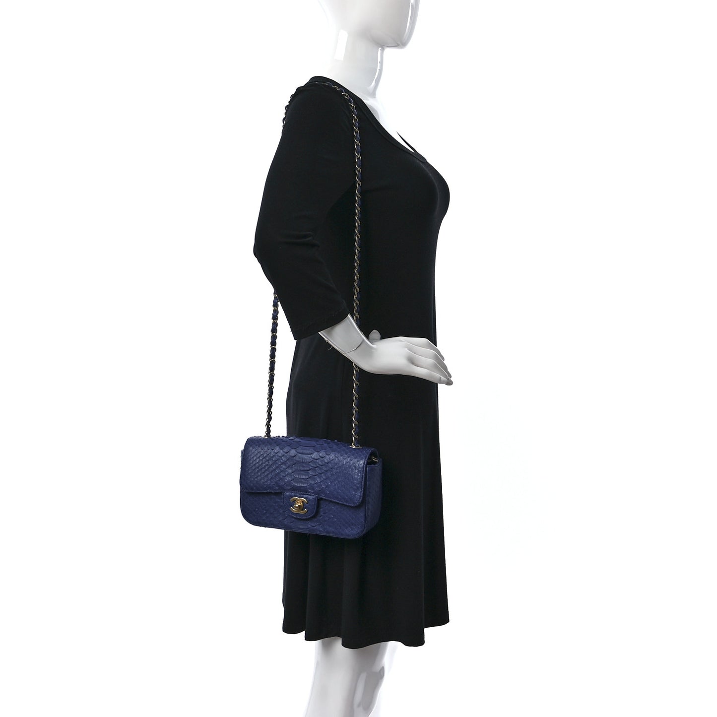 Snakeskin Mini Rectangular Flap Blue