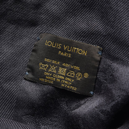 Louis Vuitton Silk Wool Monogram Shawl Charcoal Grey 4 of 4
